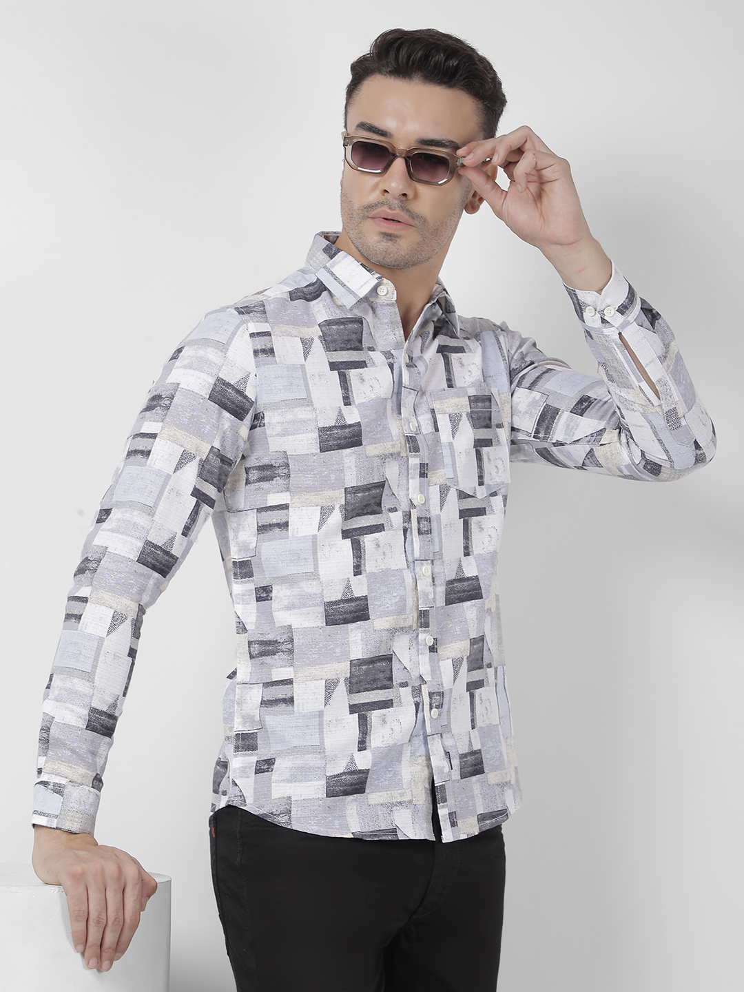 Numero Uno Men Abstract Blue Shirt